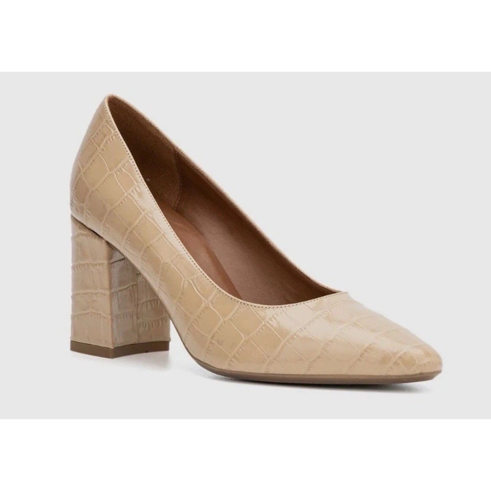 Aquatalia Peony Croc Embossed Beige Pumps Shoes Size 11 Classic Career